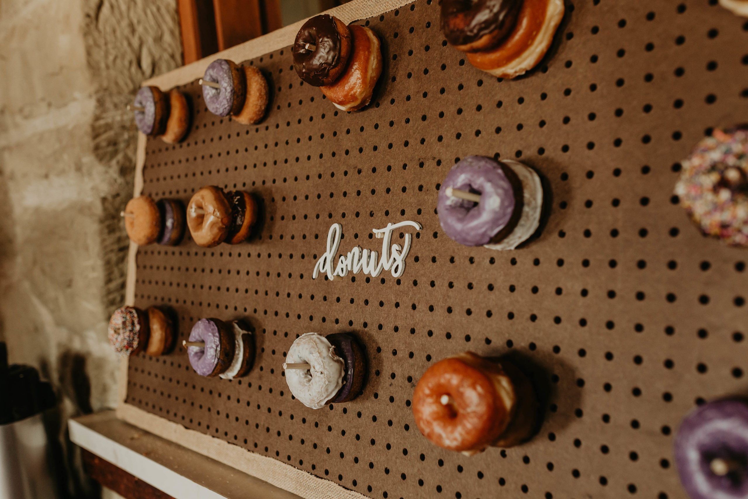 wedding donut wall dessert idea