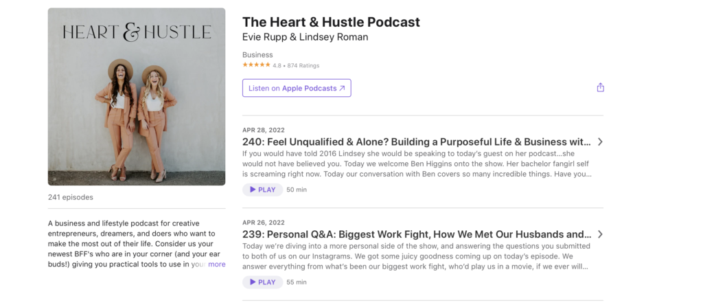 The Heart and Hustle Podcast by Lindsey Roman and Evie McLeod