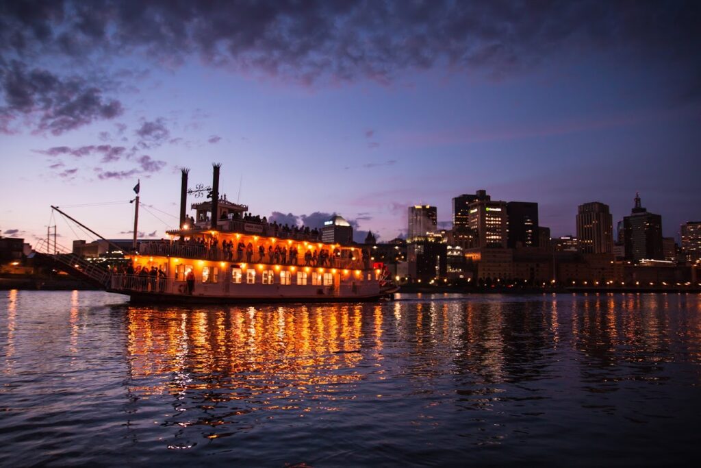 the padelford riverboat wedding at night