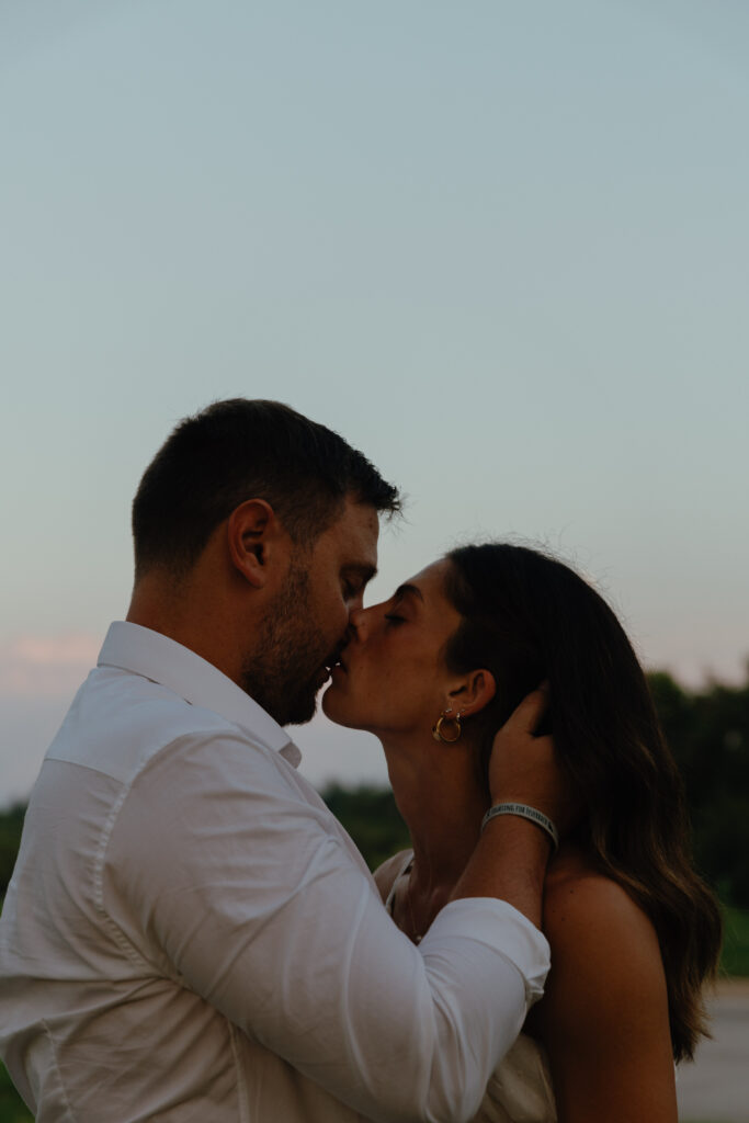 Cedar Falls Iowa couples photography at blue hour with moonrise, Alex McCrary Photography